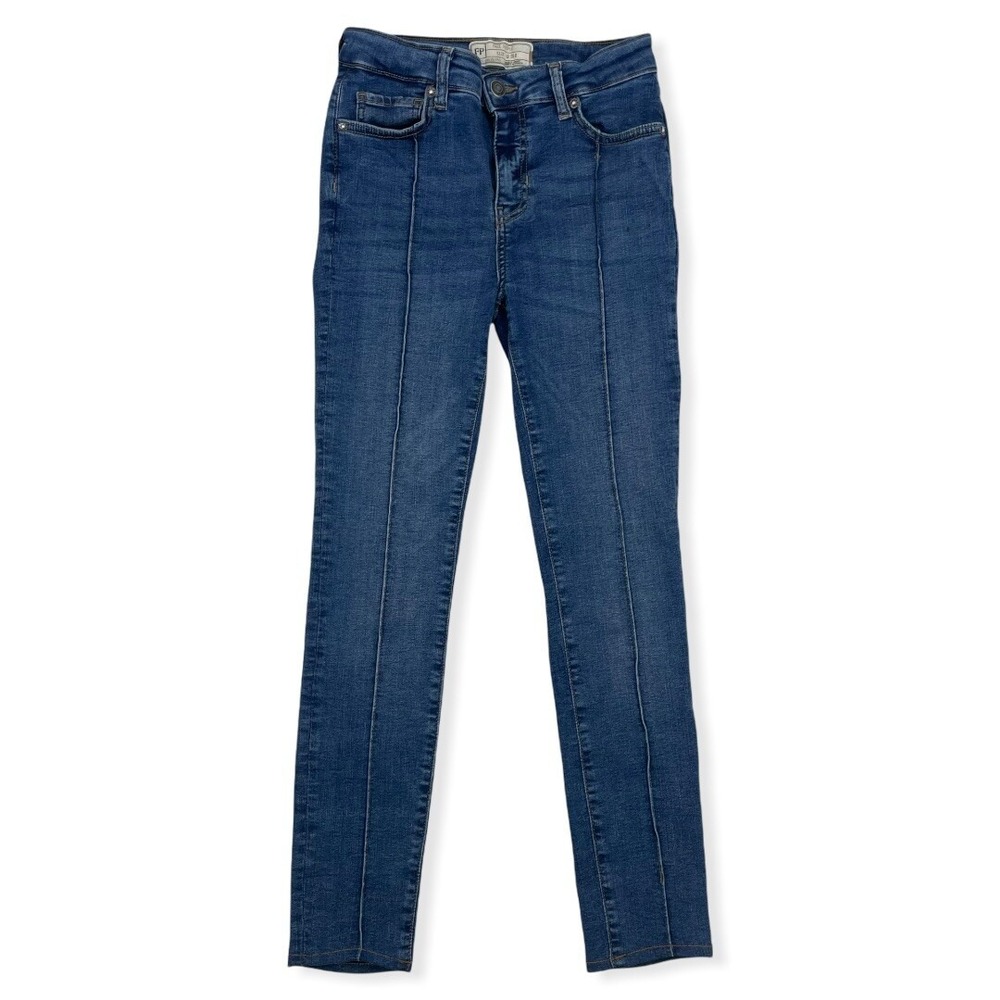 FREE PEOPLE Size 26 Skinny Jeans Medium Wash Cotton Blend Stretch